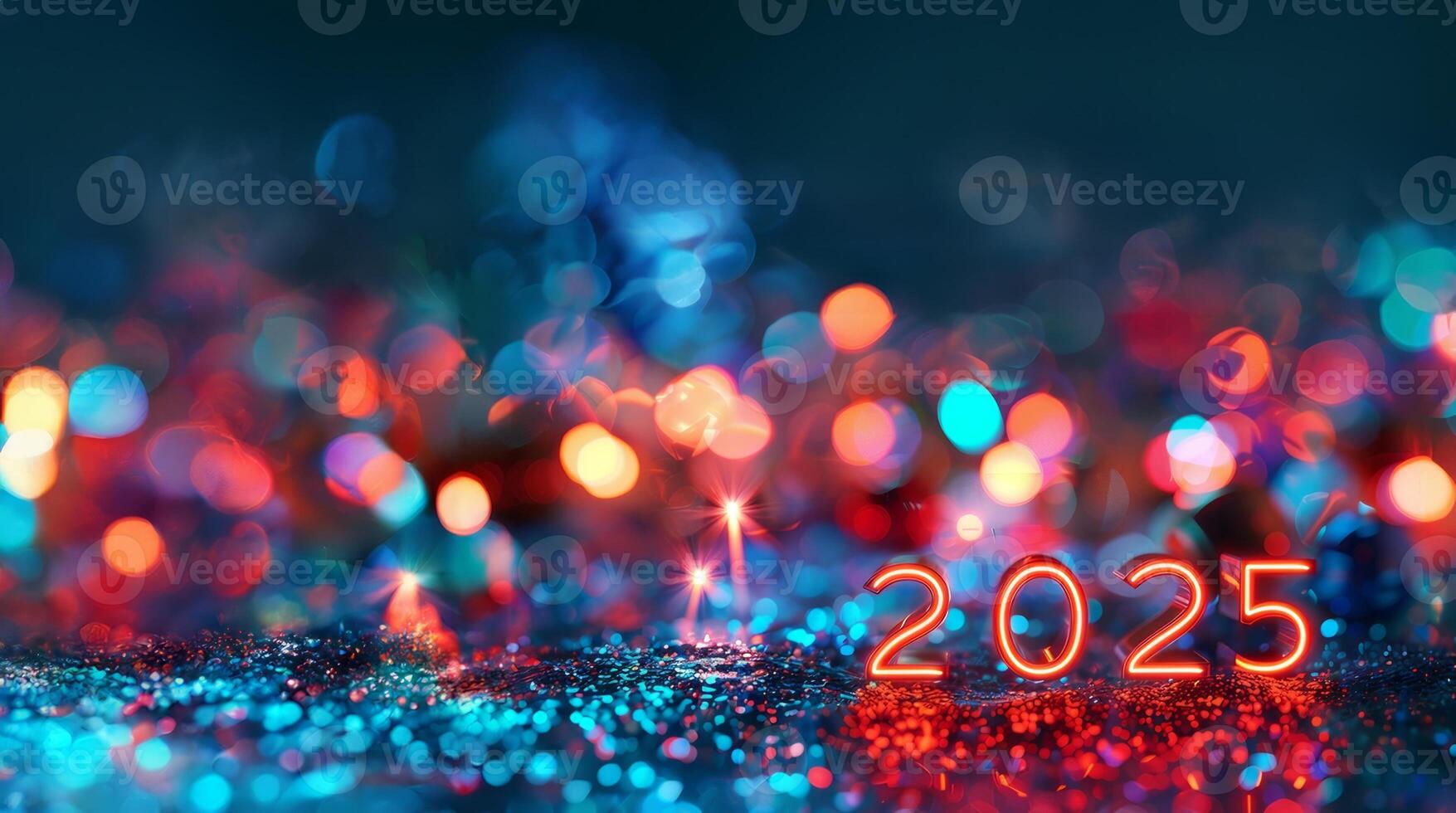 Pink 2025 Neon Numbers in the Corner. New Year. Silvester Bright Shine Background 46036726 Stock