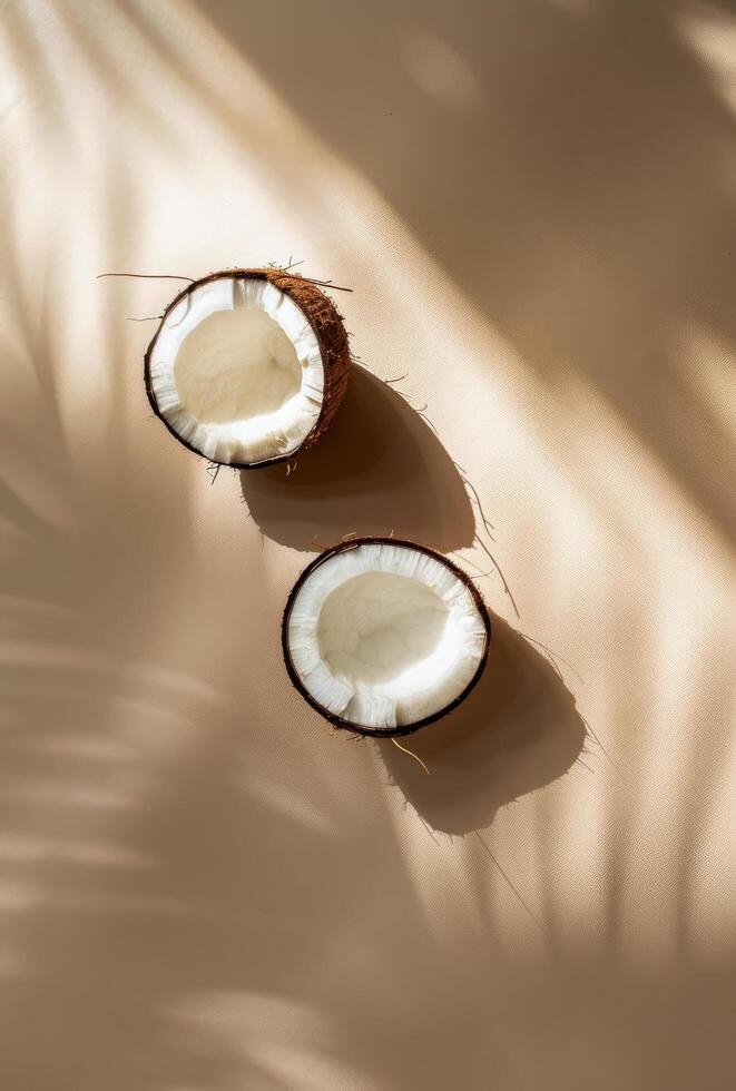 Two Coconuts on Table photo