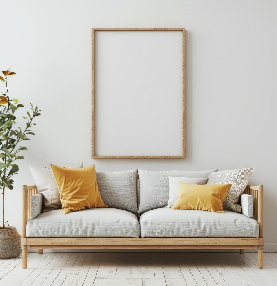 Living Room With Couch and Picture Frame photo