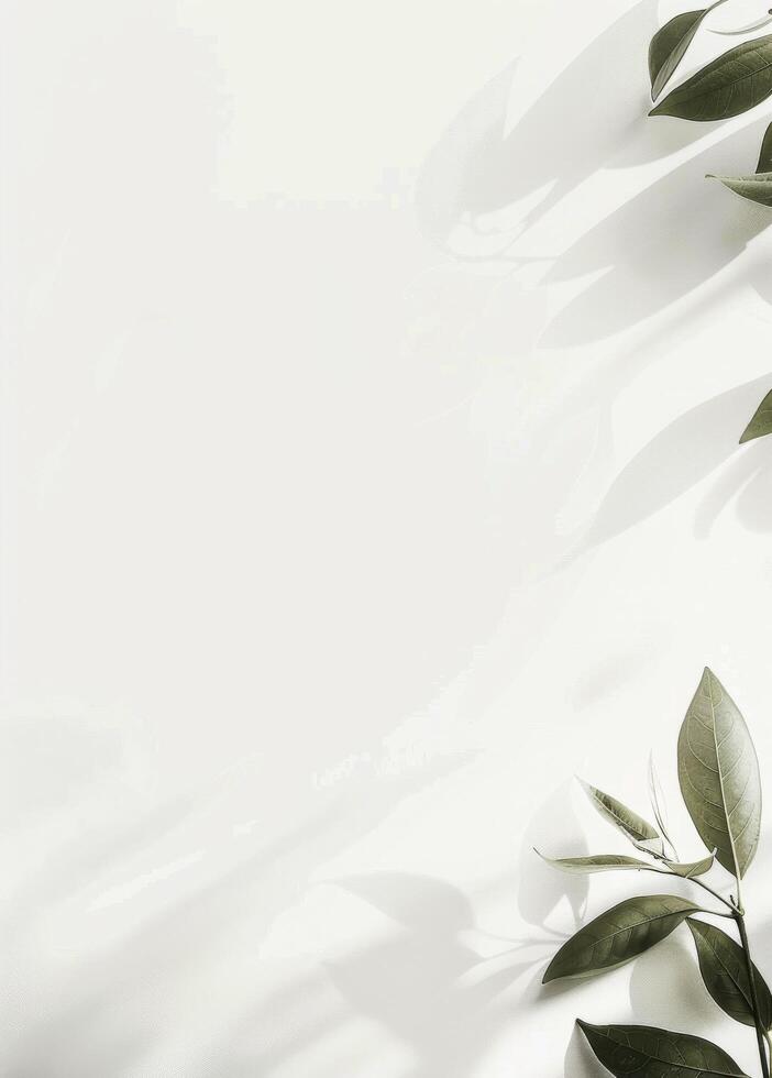 Green Leaves on a White Background photo