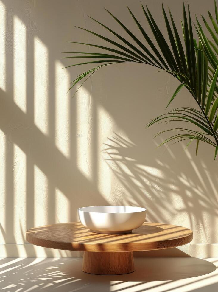 Potted Plant on Wooden Tray photo