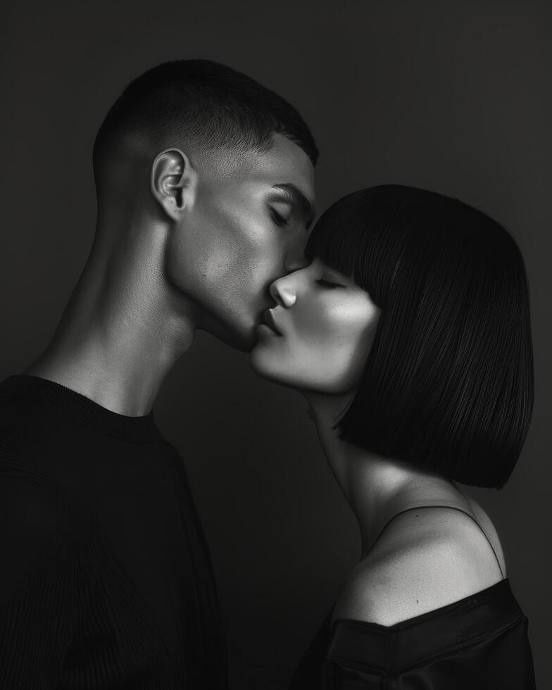 Man and Woman Kissing Each Other photo