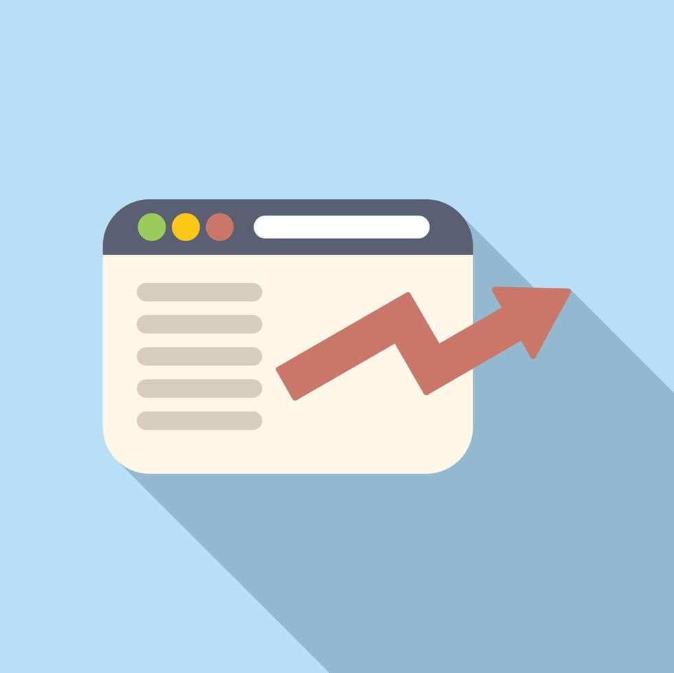 illustration of a web browser with a rising arrow indicating growth vector