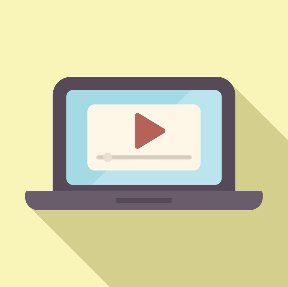 Flat design illustration of laptop with play button vector