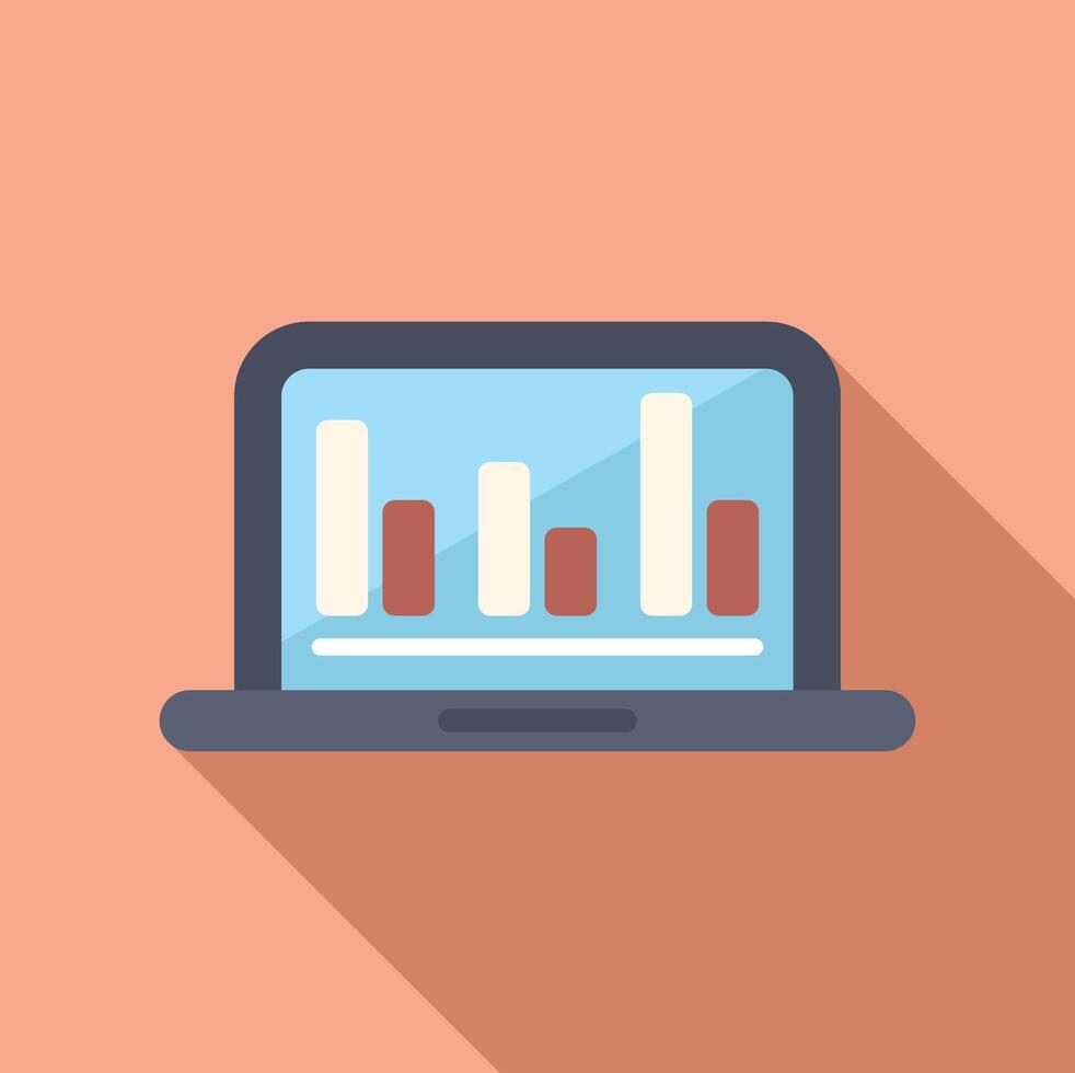 Laptop displaying bar graph on screen vector