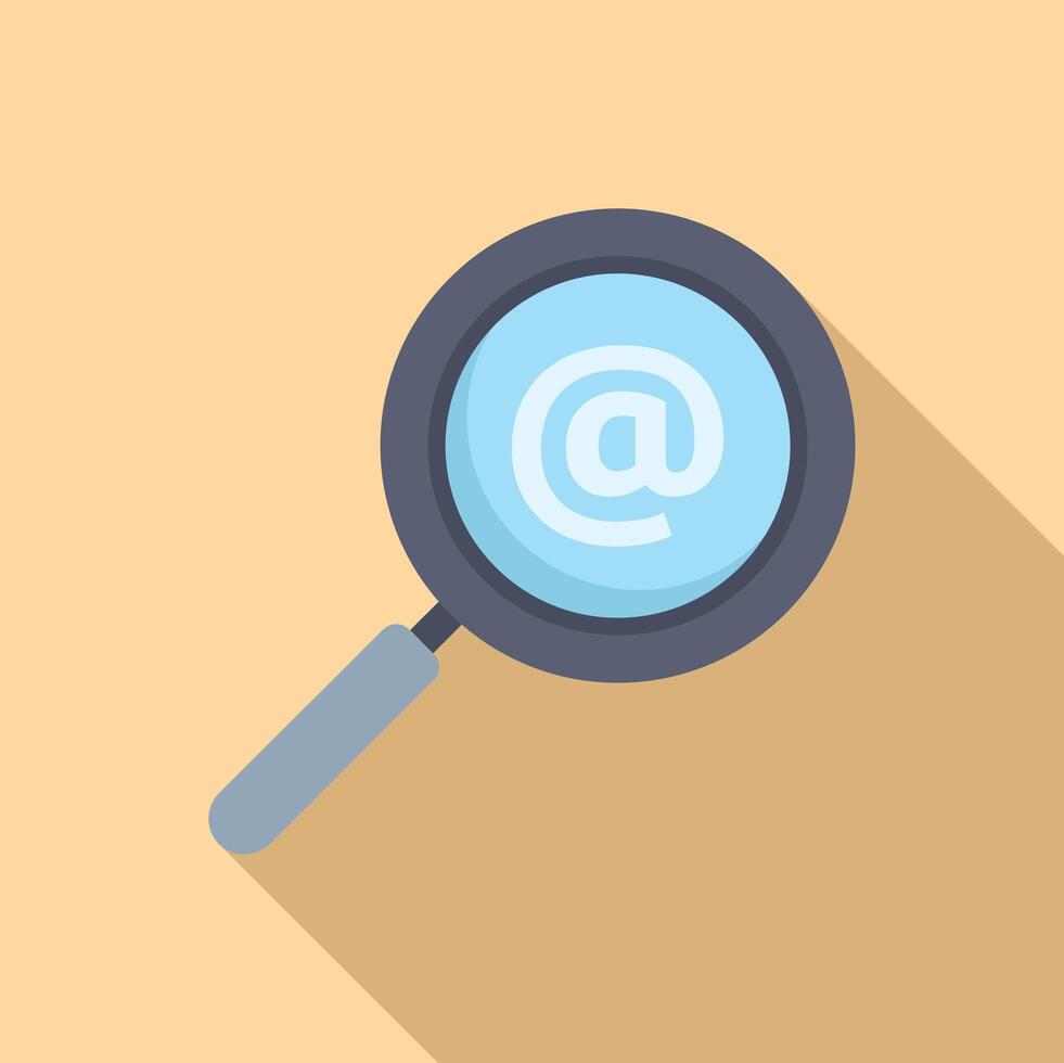 Flat design of a magnifying glass focusing on an email symbol vector