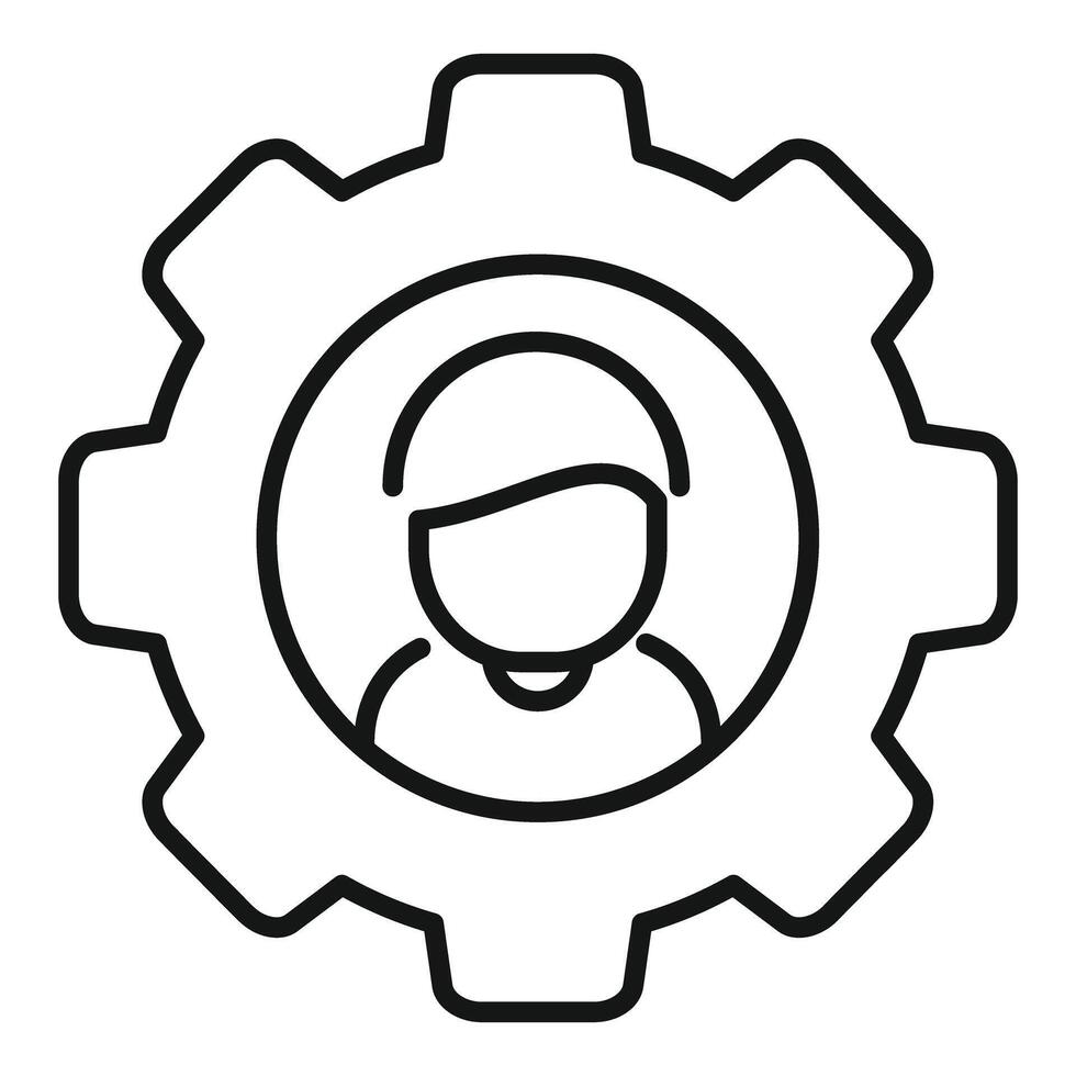 User profile in gear icon line art vector