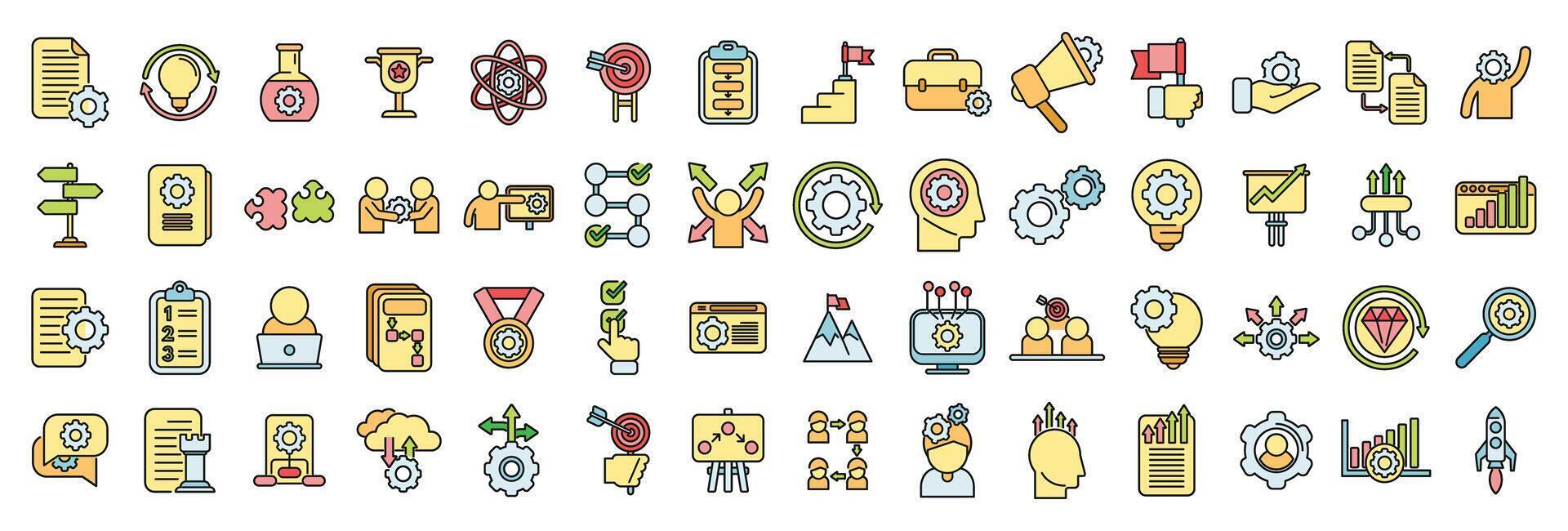 Realization icons set color line vector