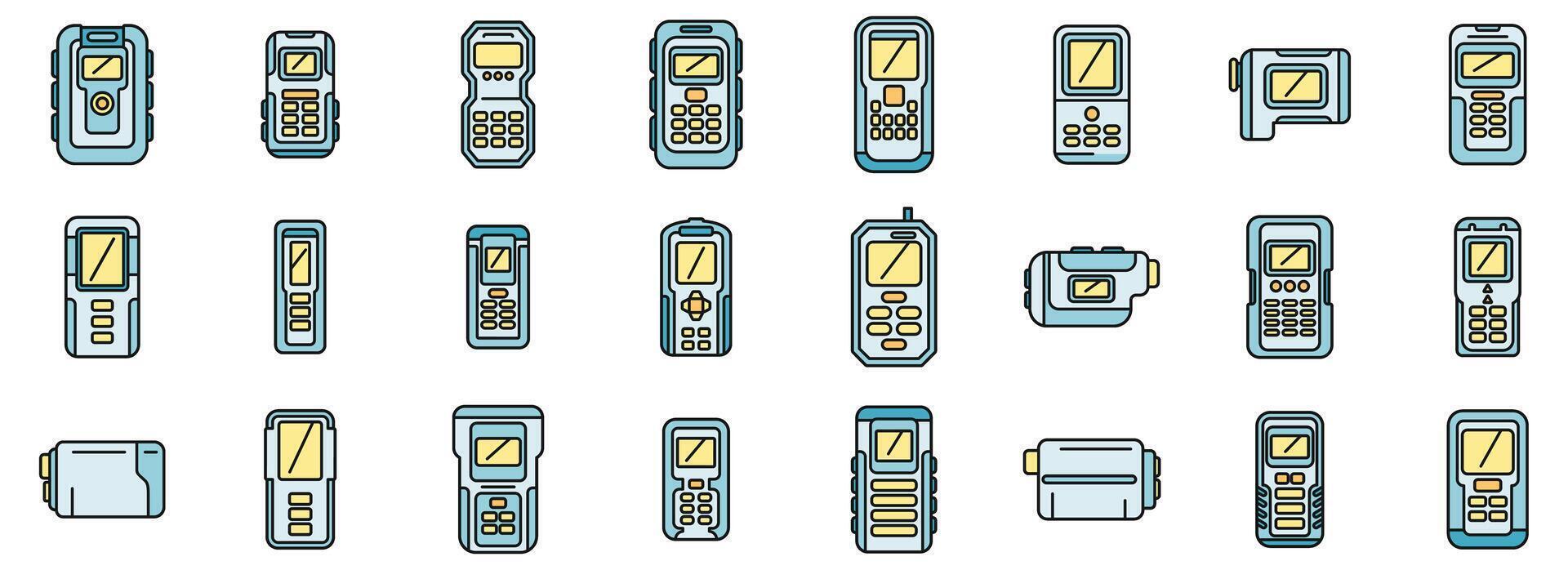 Laser meter icons set color line vector