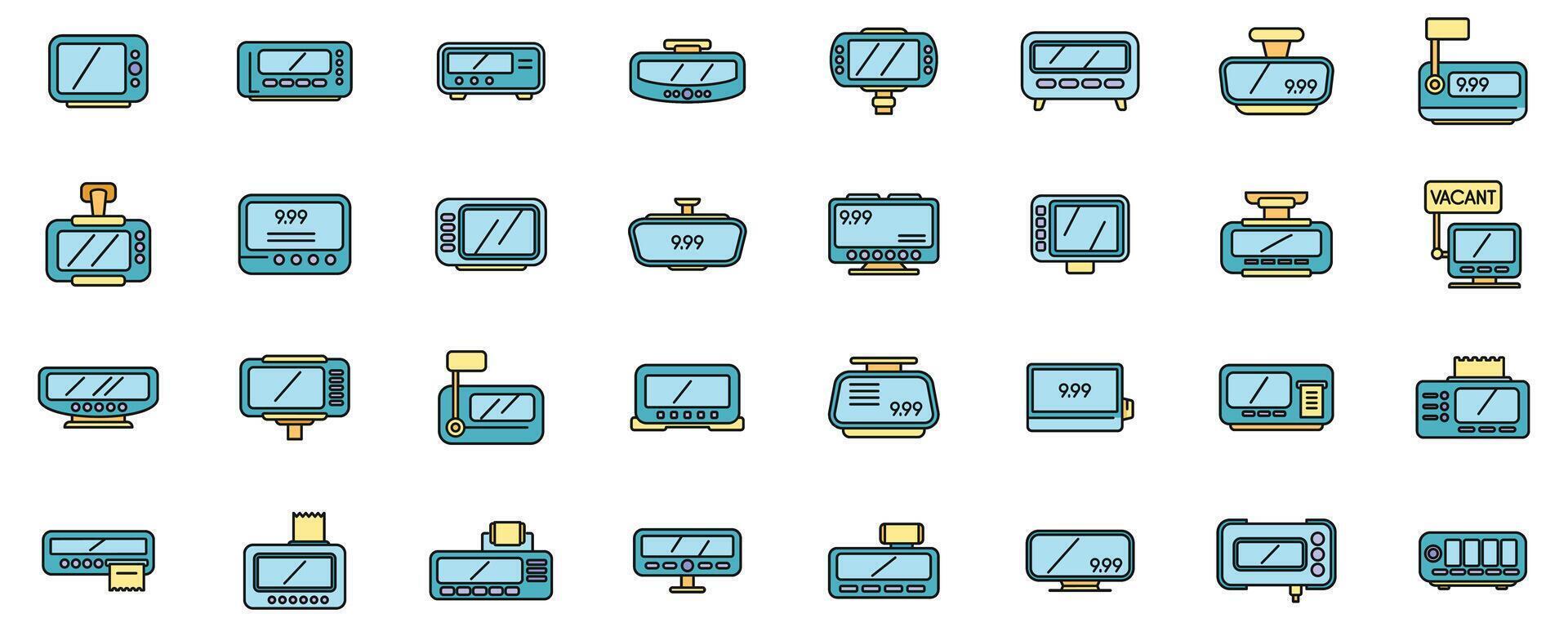 Taximeter icons set color line vector