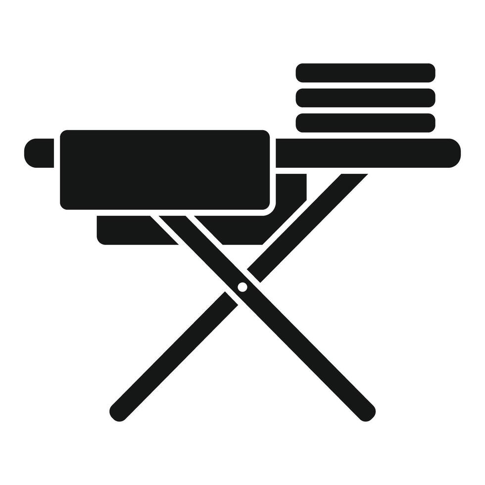 Black silhouette of ironing board with clothes icon vector