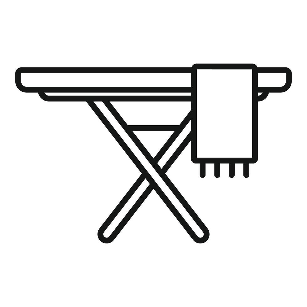 Simplistic line drawing of an ironing board with a hanging cloth vector