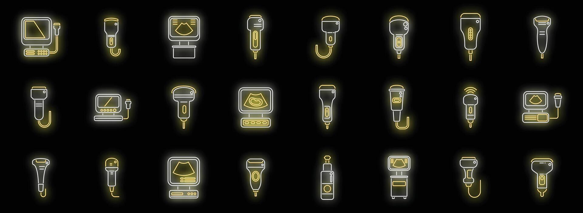 Sonograph icons set neon vector