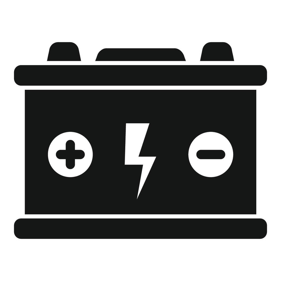 Simplified black and white icon of a car battery, indicating positive and negative terminals vector