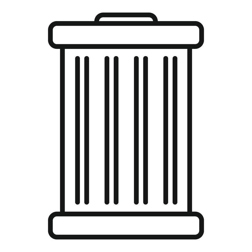Black line art illustration of a trash can vector