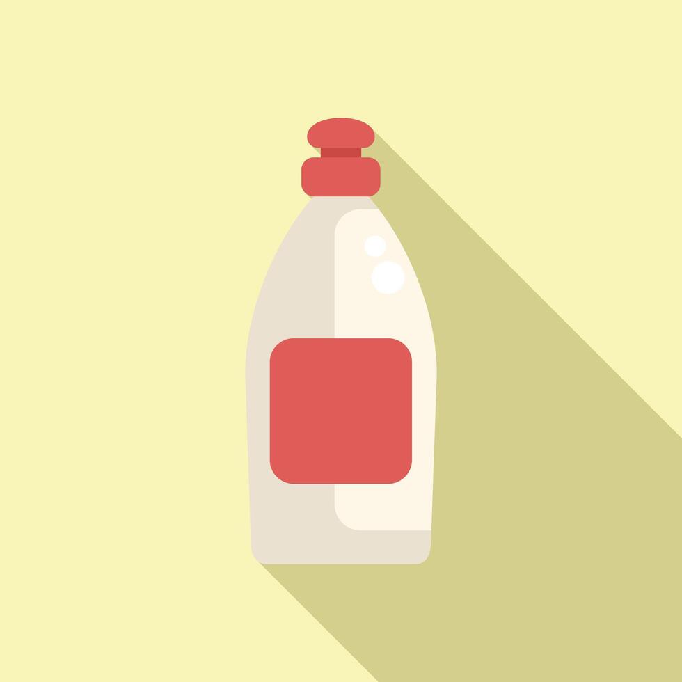 Flat design of a cartoon cleaning product bottle with shadow on a pastel background vector