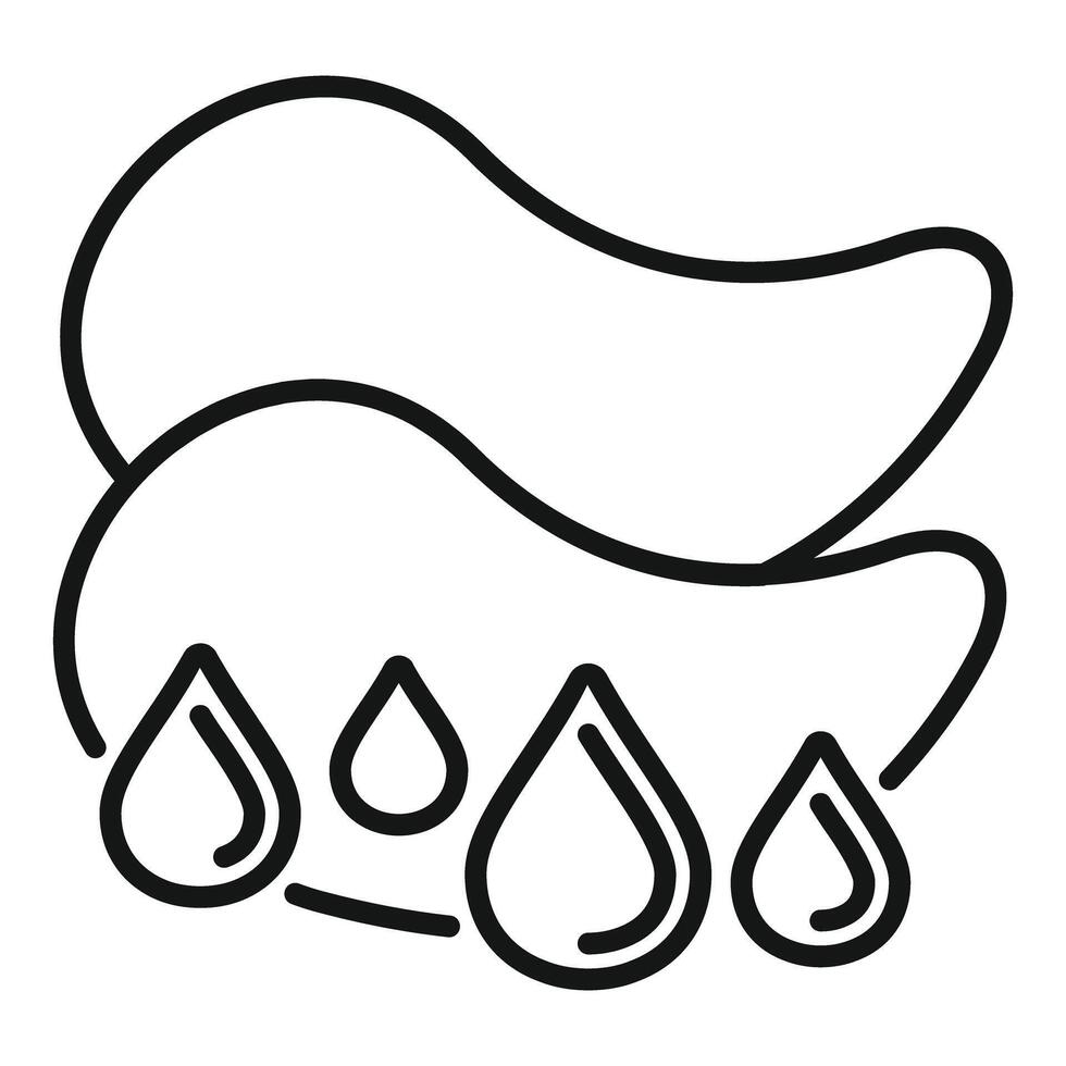 Simplified rain cloud line art icon vector