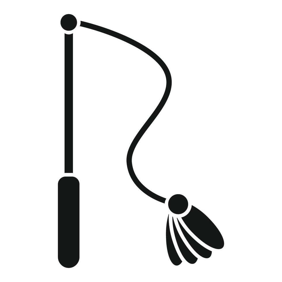 Graphic icon of a simple fishing rod silhouette with lure, suitable for various design purposes vector