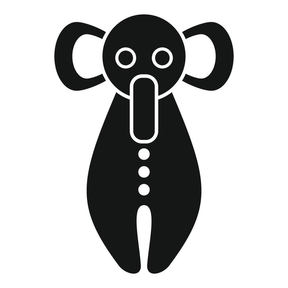Black and white silhouette of a cartoon monkey with large ears and button details vector