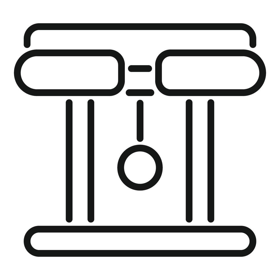 Black outline of balanced justice scales, symbolizing law and fairness vector
