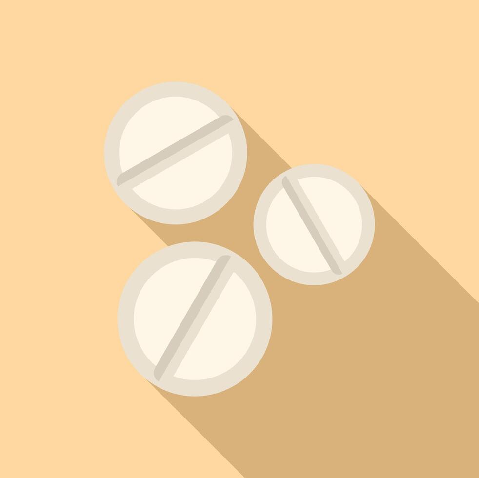 White pills with shadow on beige background vector