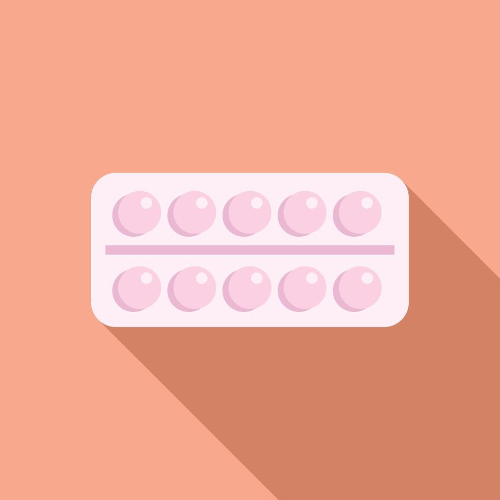 Pink pills in blister pack on peach background vector