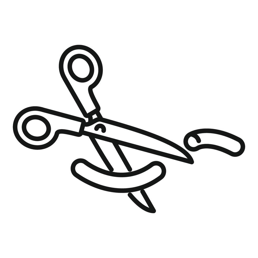 illustration of scissors cutting ribbon outline vector