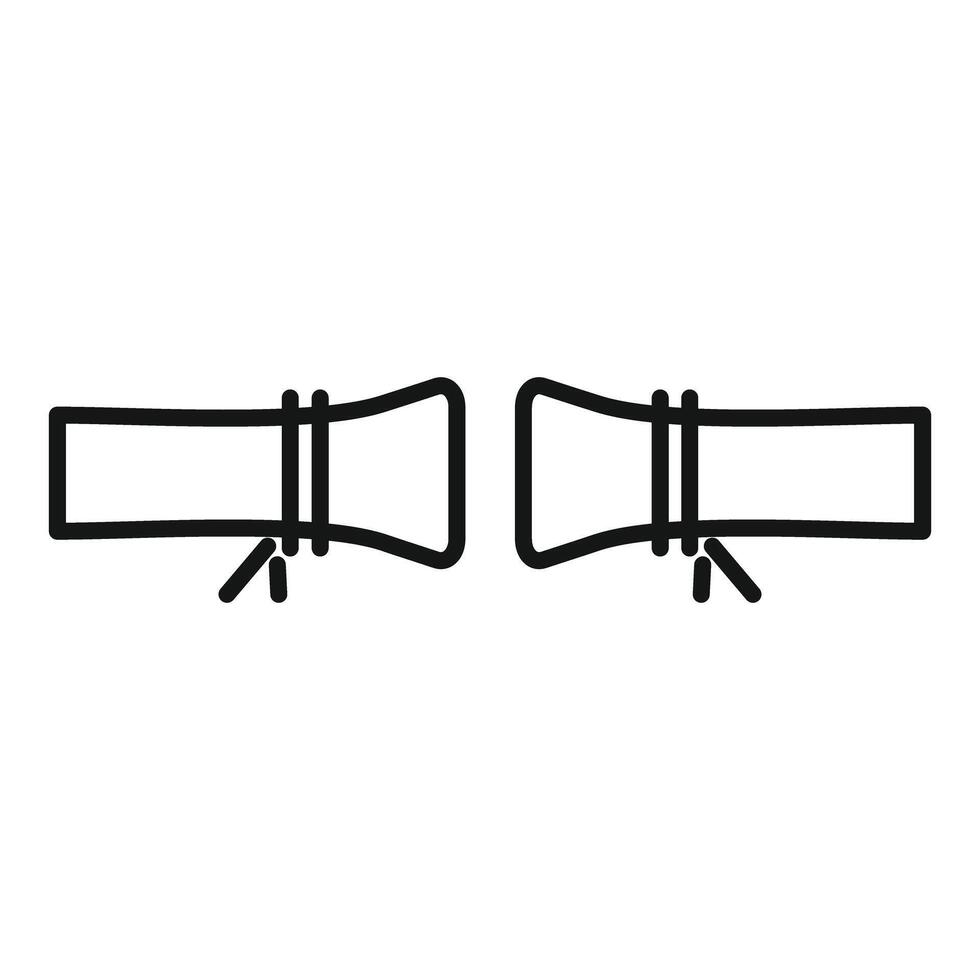 Black line art illustration of two shoelaces vector