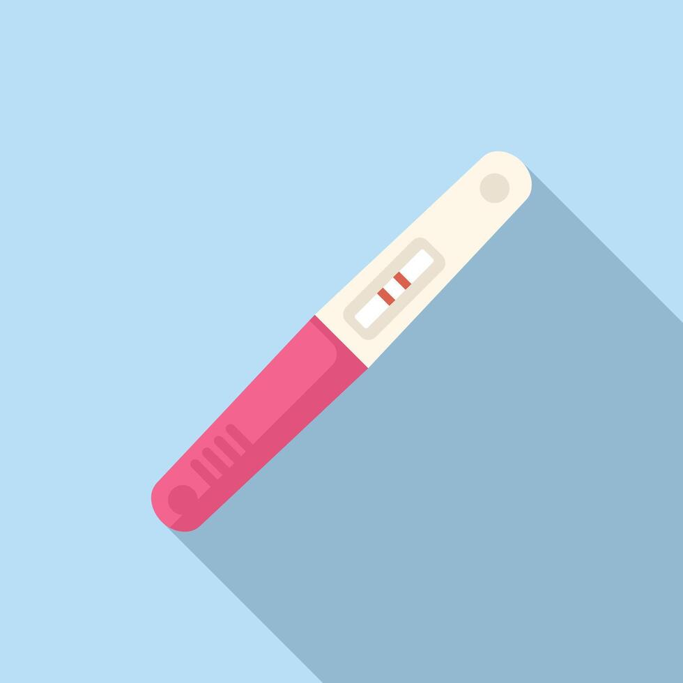 Flat design of a positive pregnancy test with shadow on a blue background vector