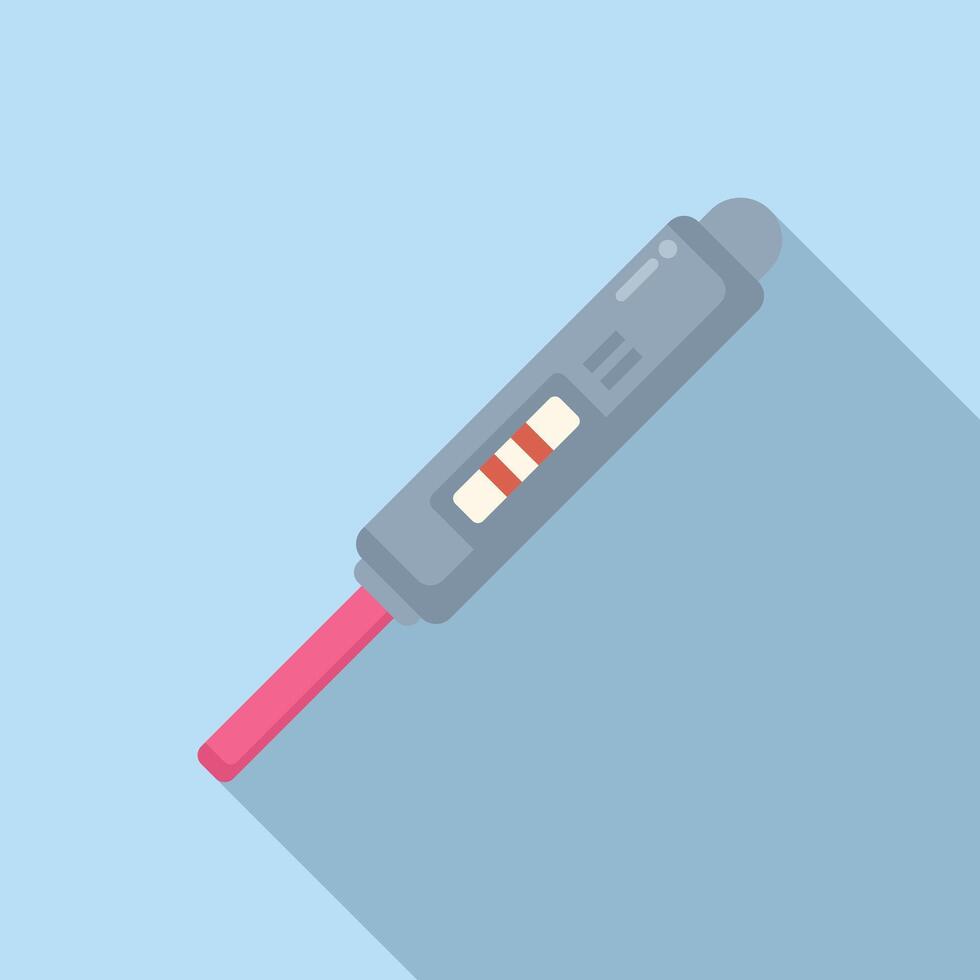 Digital graphic of a positive pregnancy test with a shadow on a blue background vector
