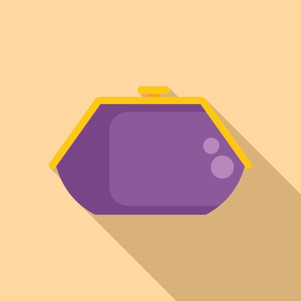 Flat design of a purple cartoon wallet with minimalist style on a beige background vector
