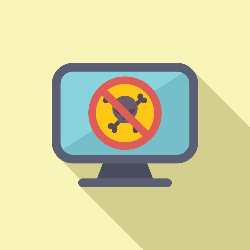 Computer monitor with no virus sign illustration vector