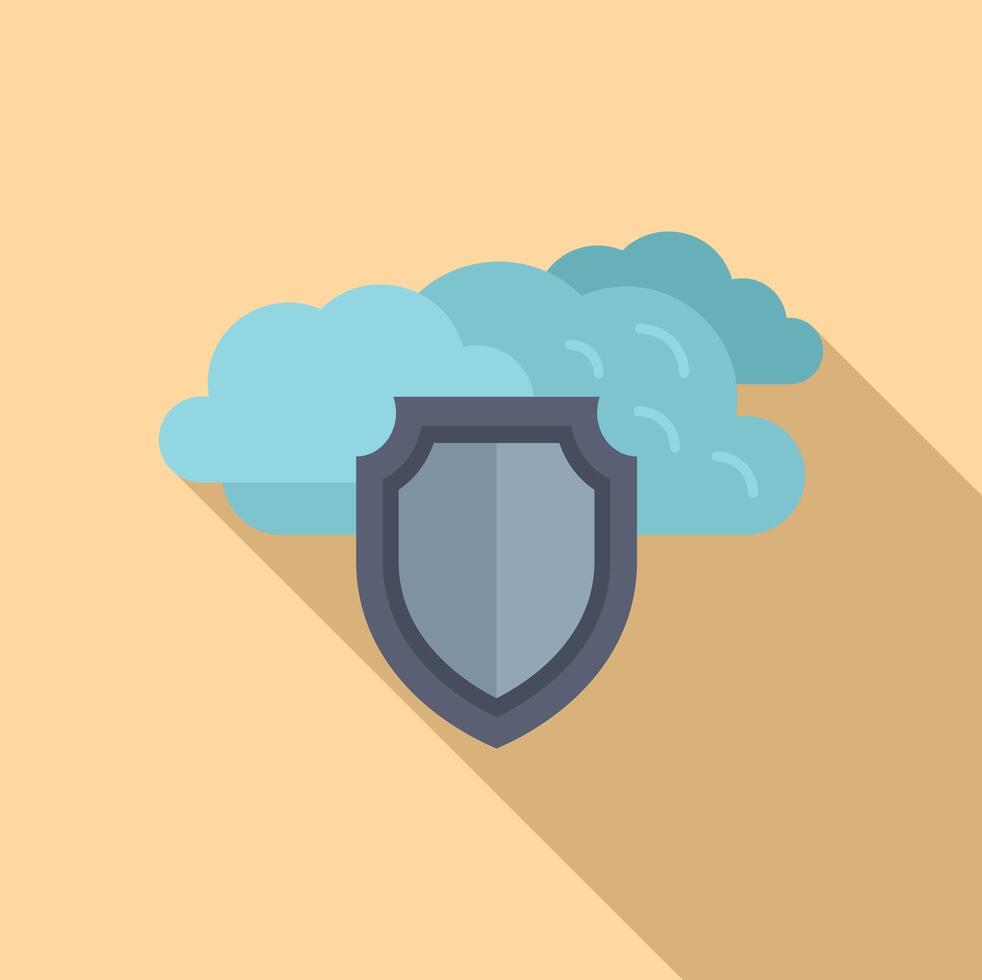 Flat design icon of cloud security shield vector