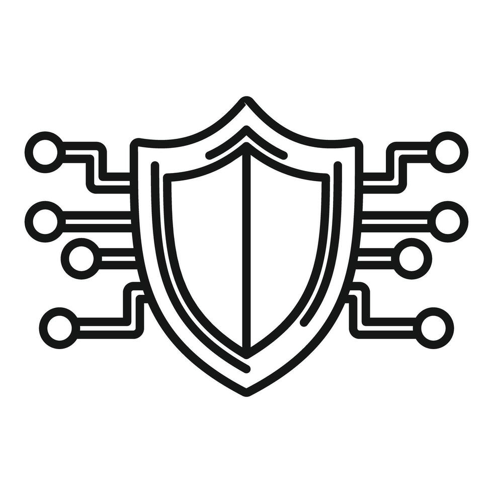 illustration of a shield infused with digital circuit lines, symbolizing cybersecurity vector
