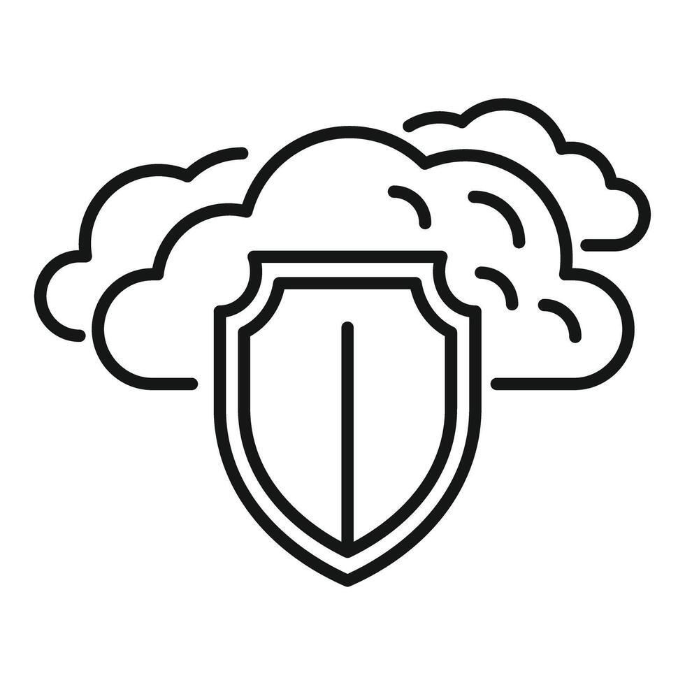 Cloud security shield line icon vector