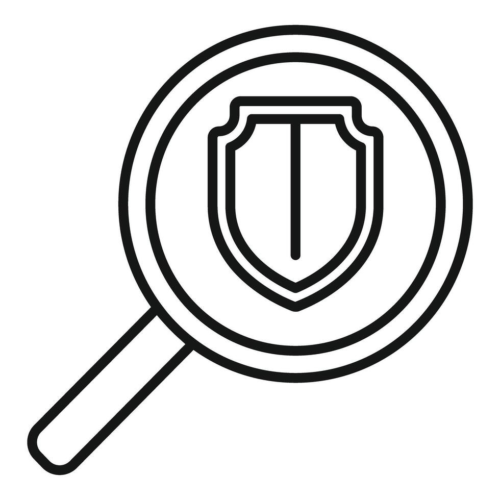 Magnifying glass focused on shield symbol vector