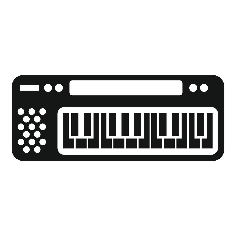 icon illustration of a music synthesizer keyboard in a solid silhouette style vector