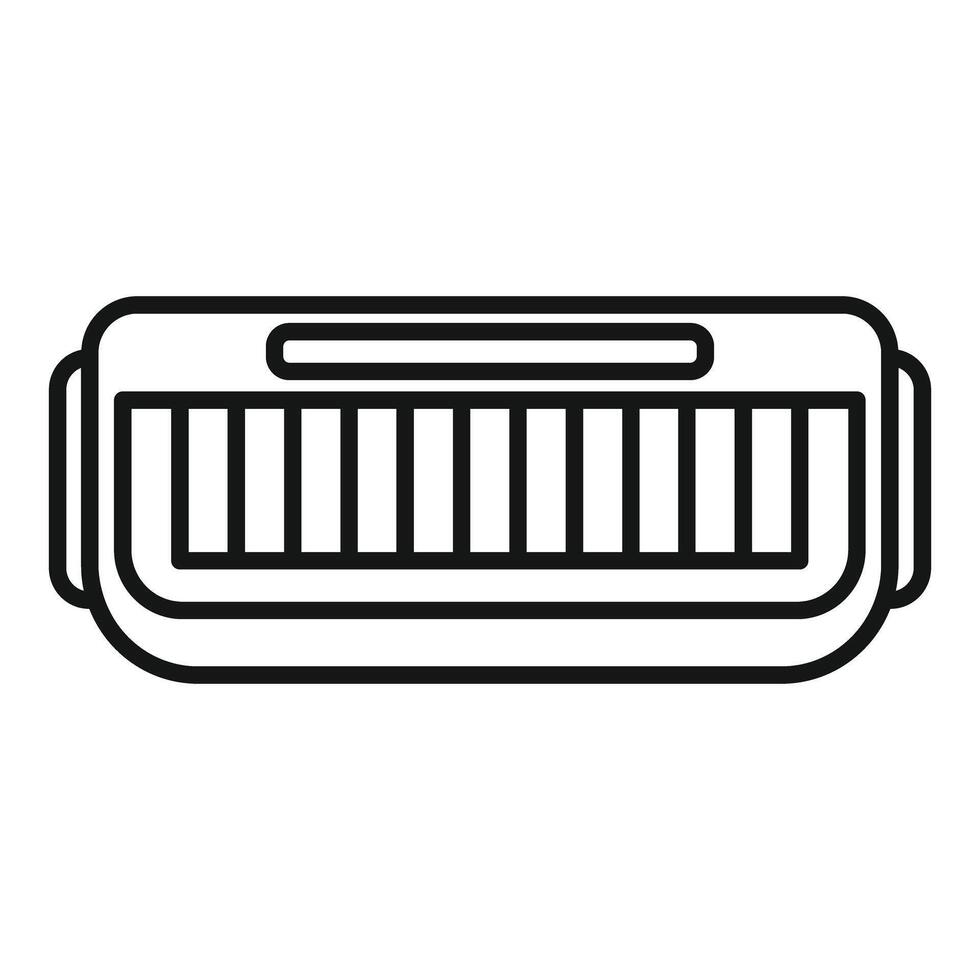 Simple line drawing of a harmonica, perfect for musicthemed designs and icons vector