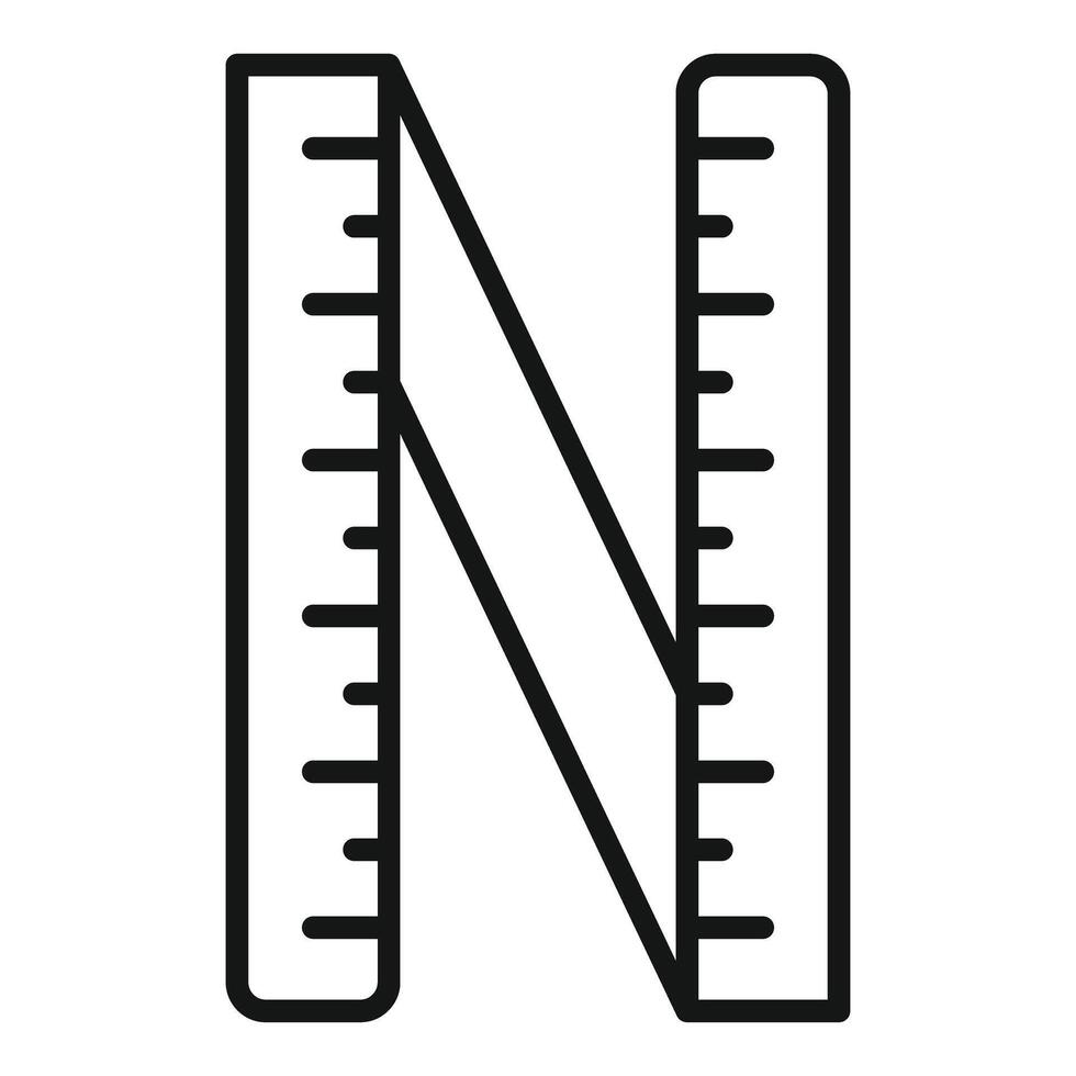 Black and white ruler with a large N on it vector