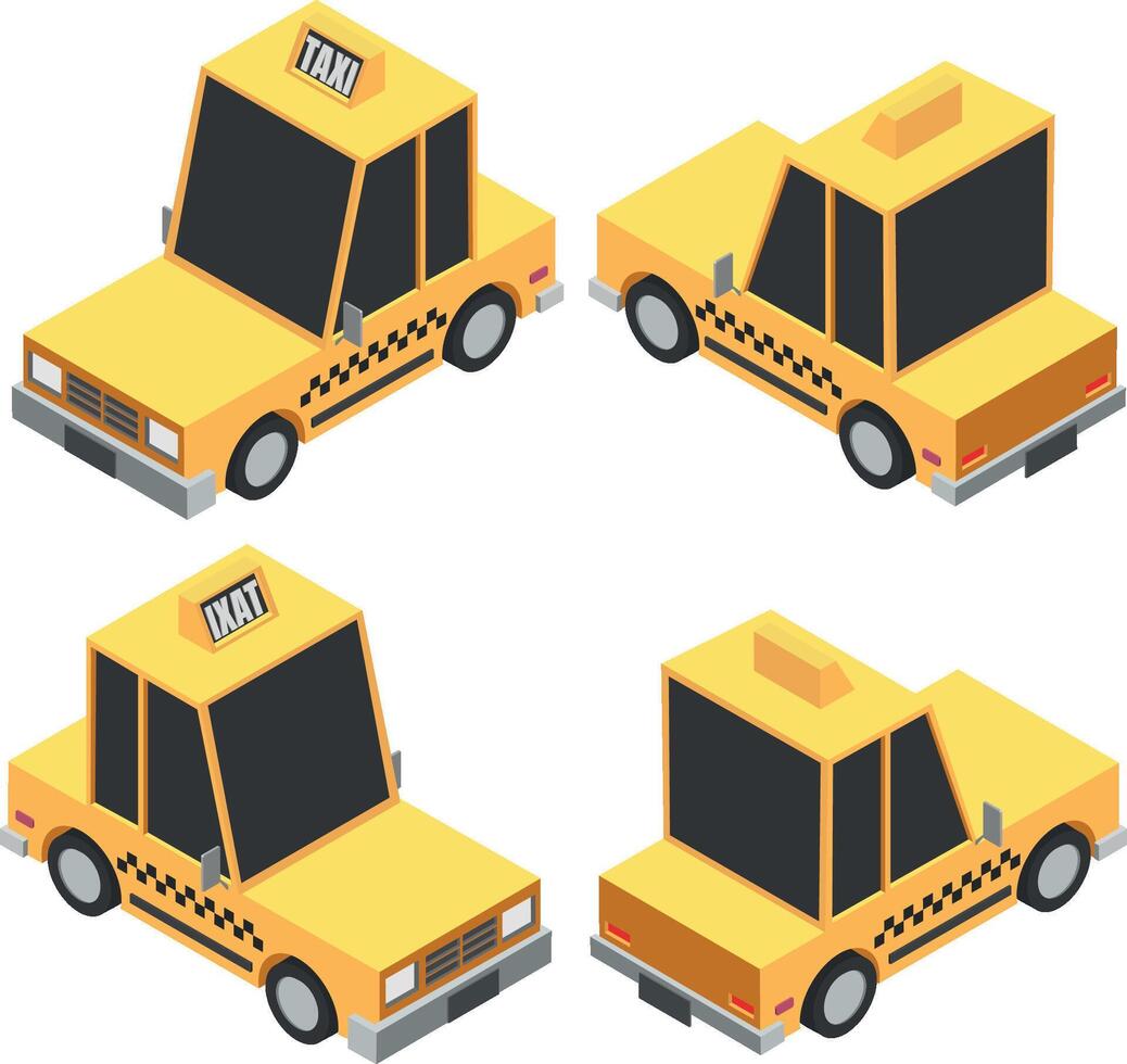 isometric taxi illustration vector
