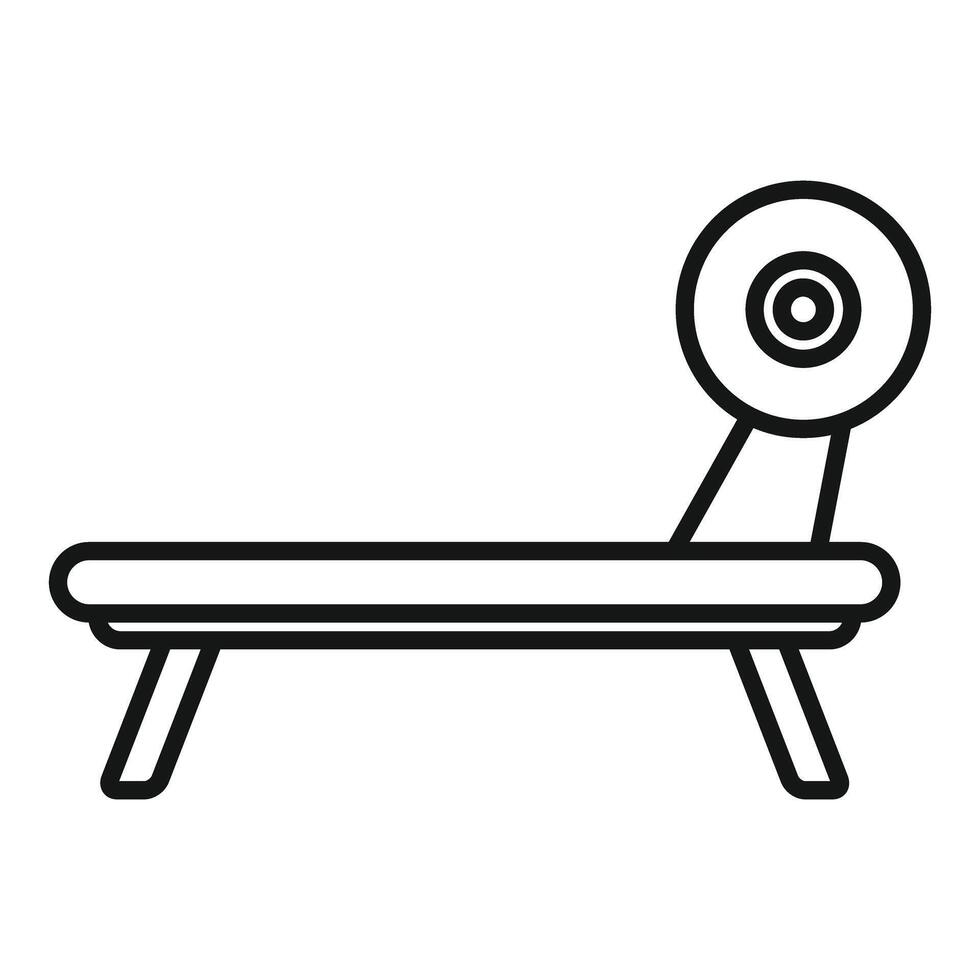 Minimalist black outline of a bench press icon vector