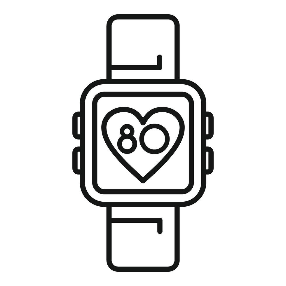 Smartwatch with heart rate monitor icon vector