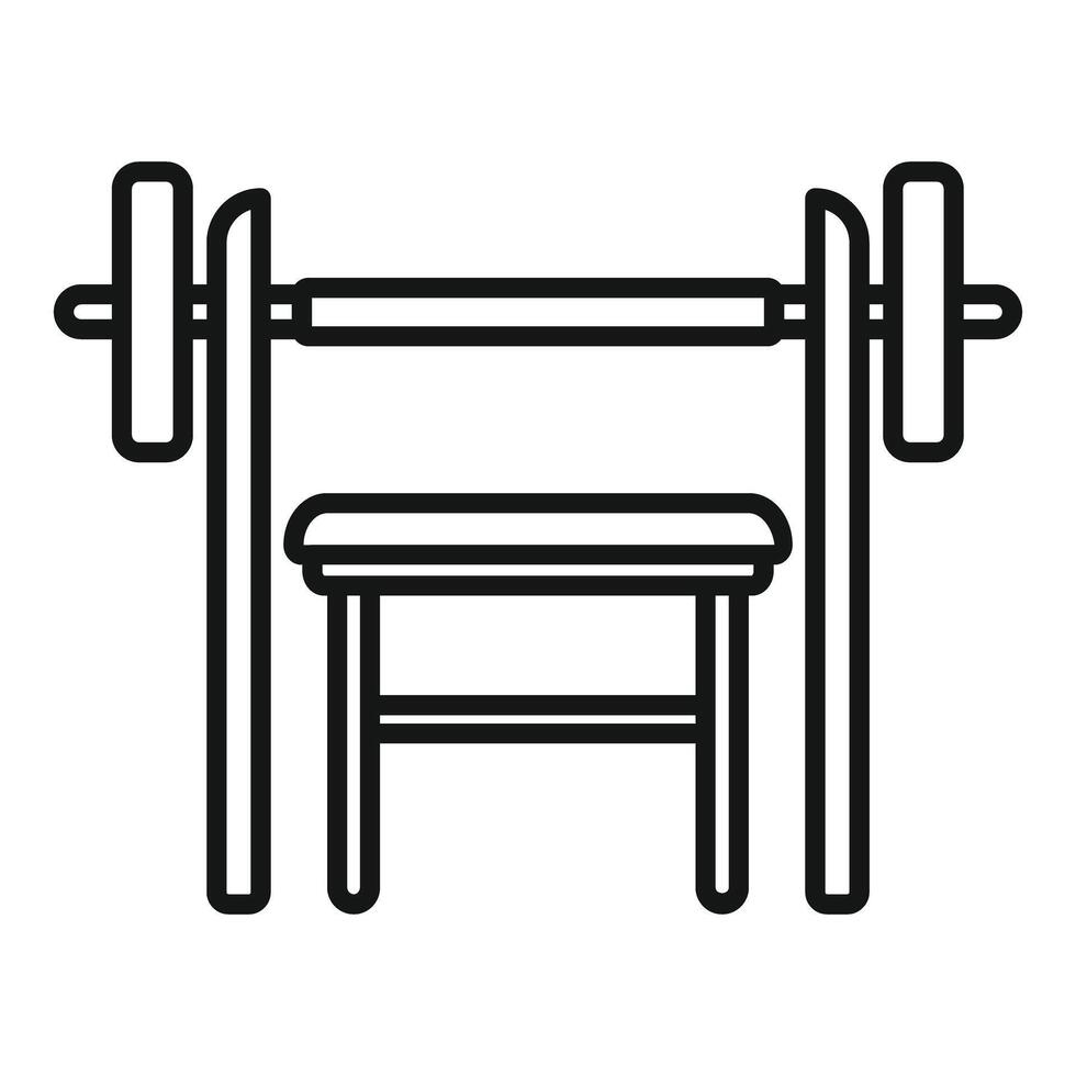 Simple line art illustration of a bench press setup for gym and fitness themes vector