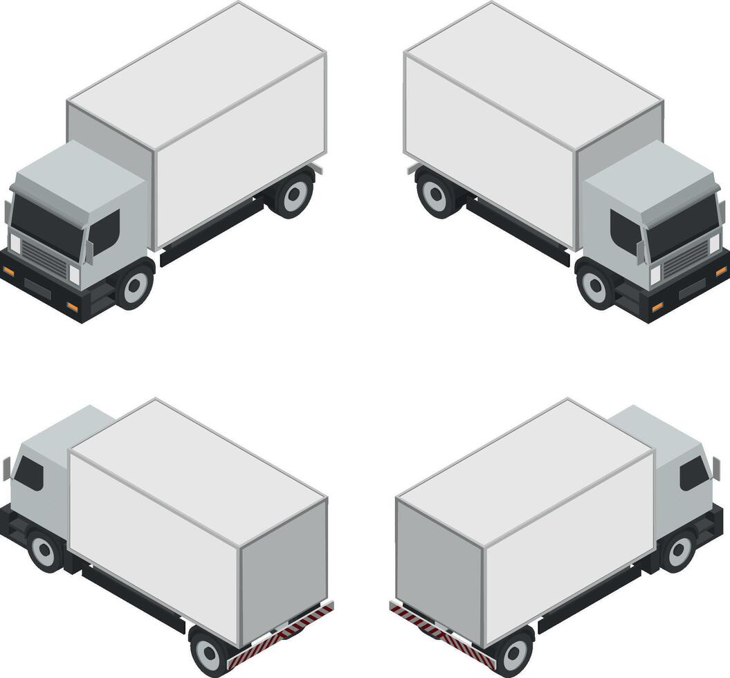 Isometric box truck vector