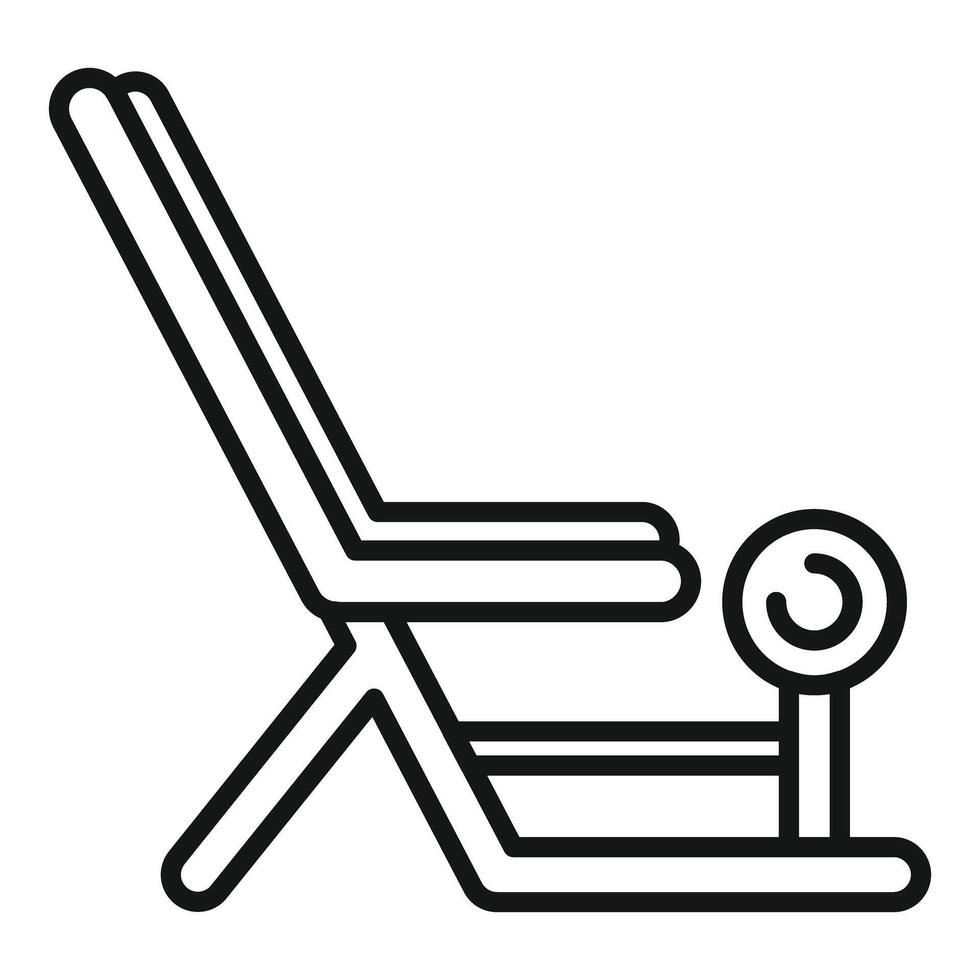 Line art icon of beach lounge chair with umbrella vector