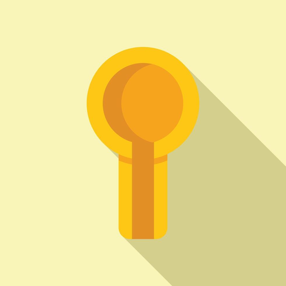 Golden key icon with long shadow vector