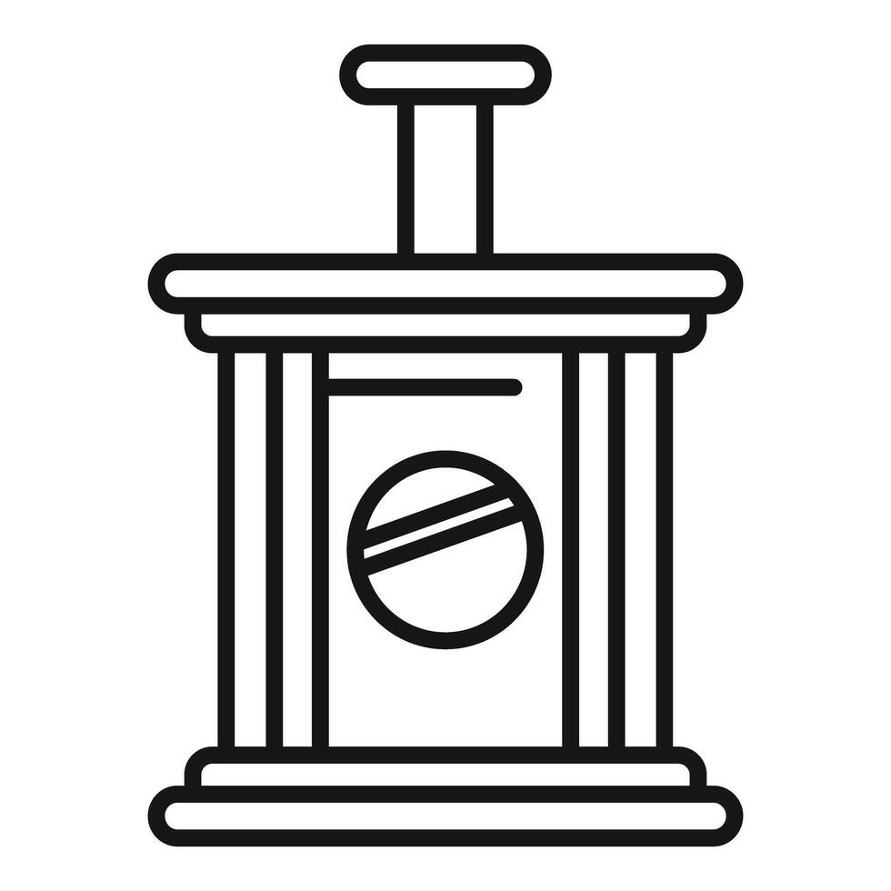 Line art illustration of classical pillar with gavel vector