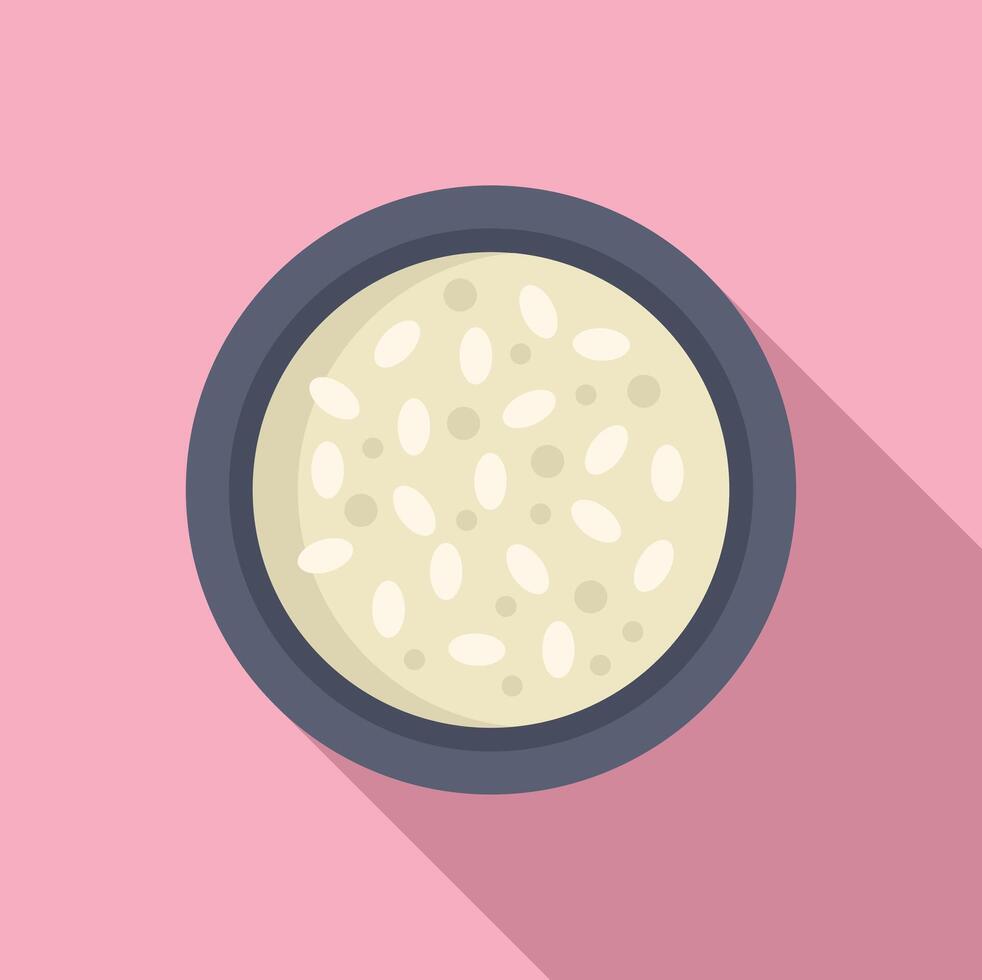 Flat design illustration of rice bowl on pink background vector