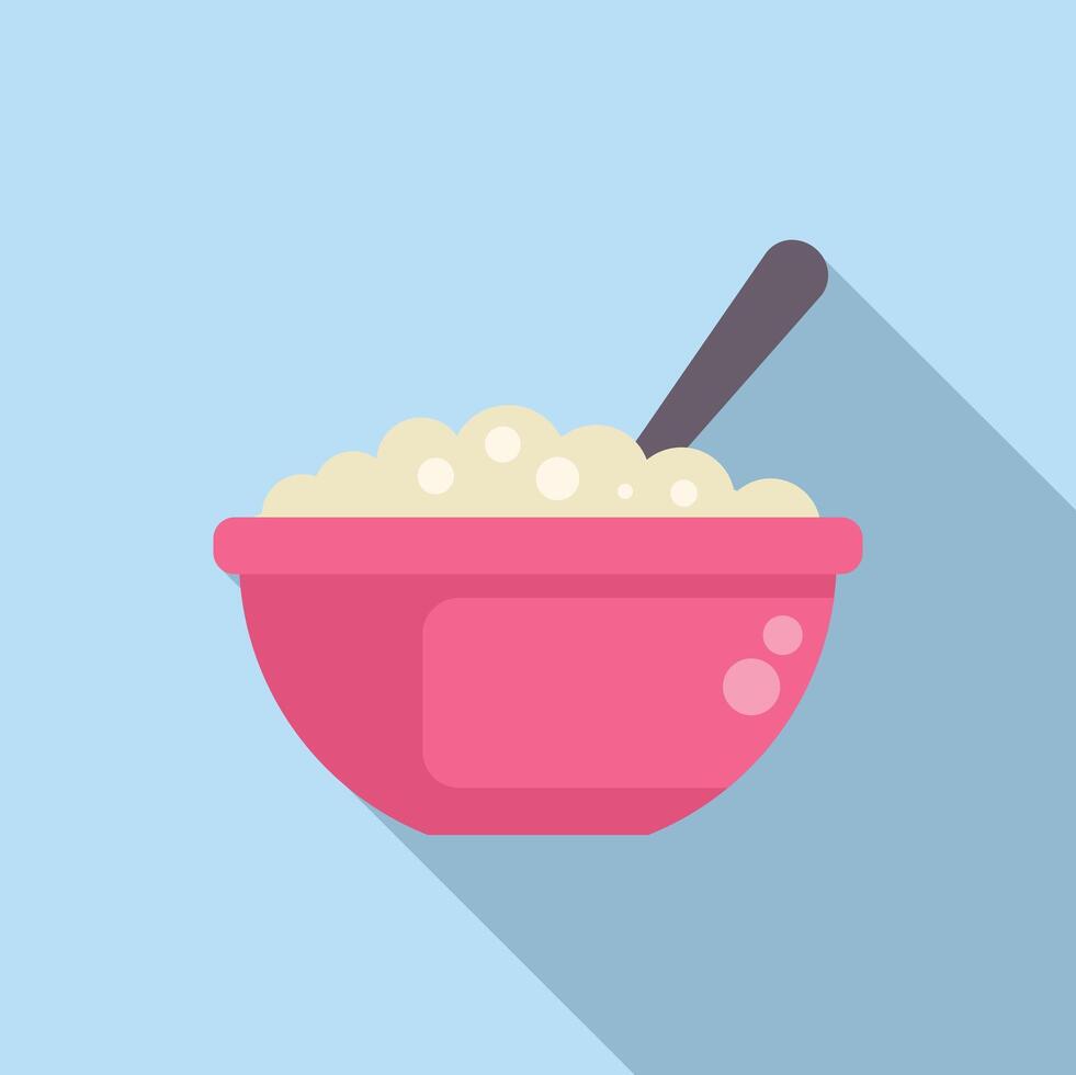 Bowl of rice with spoon flat design icon vector