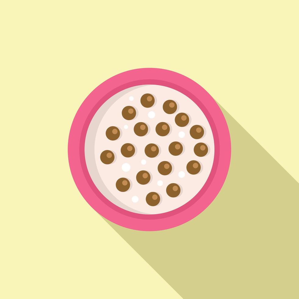 Bowl of cereal with milk on yellow background vector